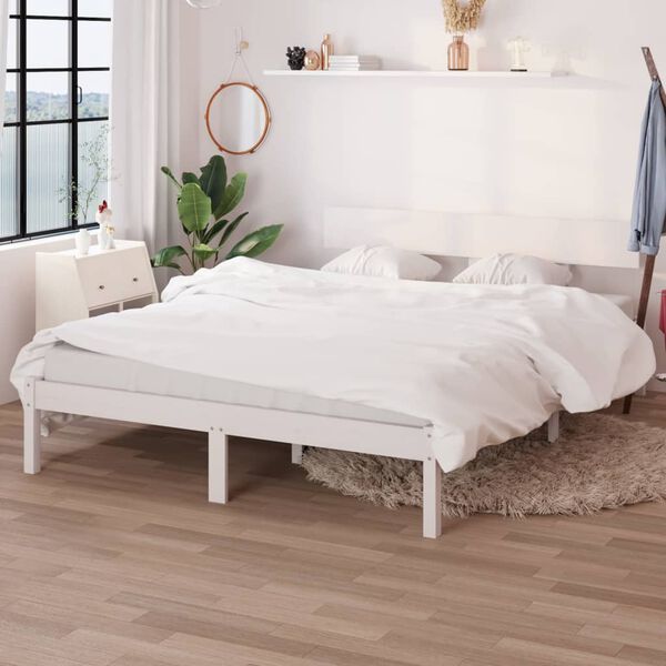 vidaXL Cadre de lit sans matelas blanc bois massif 140x190 cm