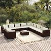 vidaXL Salon de jardin 12 pcs avec coussins Marron R&eacute;sine tress&eacute;e