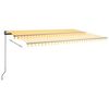 vidaXL Auvent automatique capteur de vent LED 500x350cm Jaune et blanc