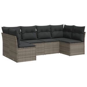 vidaXL Salon de jardin 6 pcs avec coussins gris r&eacute;sine tress&eacute;e