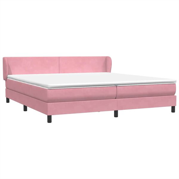 vidaXL Sommier &agrave; lattes de lit avec matelas rose 180x210 cm velours