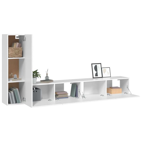 vidaXL Ensemble de meubles TV 3 pcs Blanc Bois d'ing&eacute;nierie