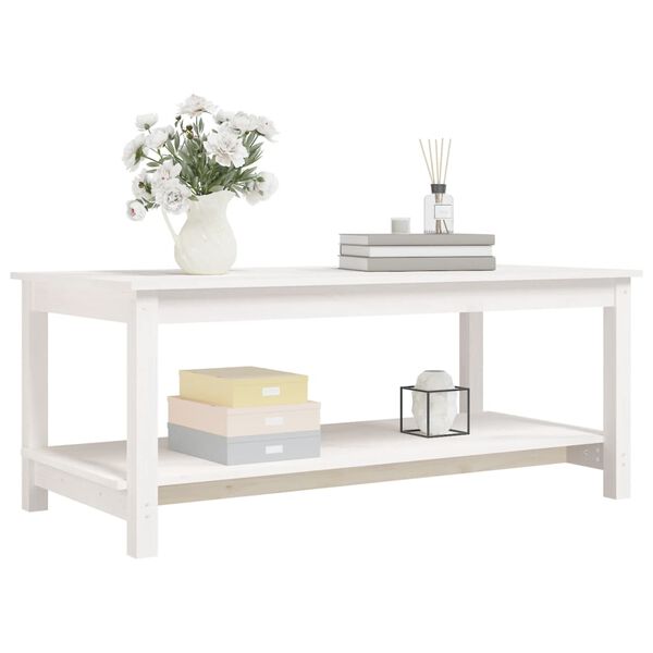 vidaXL Table basse Blanc 110x55x45 cm Bois massif de pin