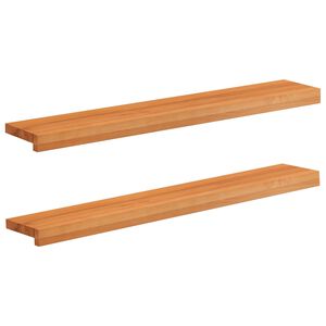 vidaXL Appuis de fen&ecirc;tre 2 pc Marron Clair 100 x 15 x 2 cm