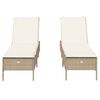 vidaXL Chaises longues avec coussins lot de 2 beige r&eacute;sine tress&eacute;e