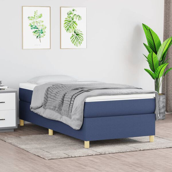 vidaXL Sommier &agrave; lattes de lit avec matelas Bleu 80x200 cm Tissu