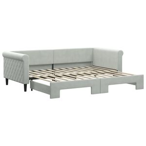 vidaXL Lit de jour avec gigogne sans matelas gris clair 90x200 cm