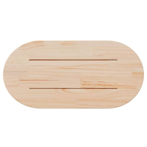 vidaXL Dessus de table blanc 90x45x2,5 cm bois de pin massif ovale