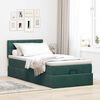 vidaXL Lit ottoman avec matelas et LED Vert fonc&eacute; 90x200cm velours