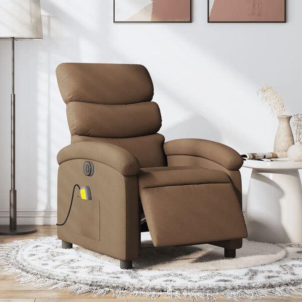 vidaXL Fauteuil inclinable de massage &eacute;lectrique marron tissu