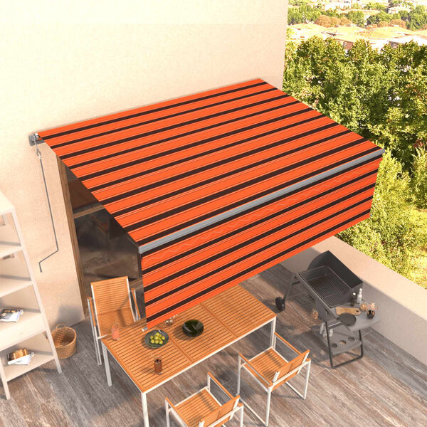 vidaXL Auvent automatique r&eacute;tractable avec store 4x3m Orange et marron