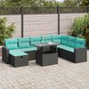 vidaXL Salon de jardin avec coussins 9 pcs gris r&eacute;sine tress&eacute;e acacia