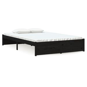 vidaXL Cadre de lit sans matelas noir bois massif 120x190 cm