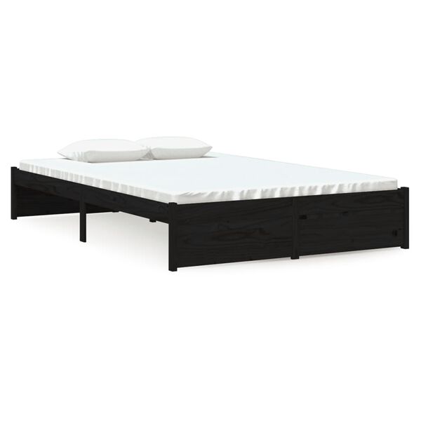 vidaXL Cadre de lit sans matelas noir bois massif 120x190 cm
