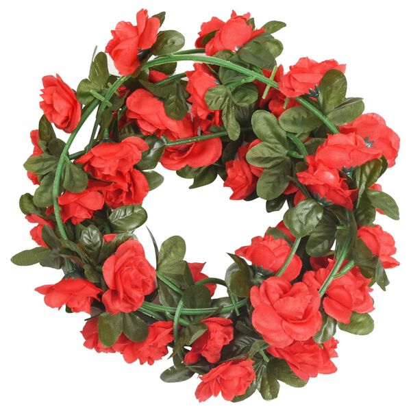 vidaXL Guirlandes de fleurs 6 pcs rouge 240 cm