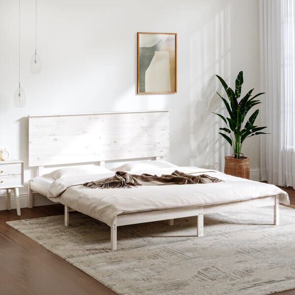 vidaXL Cadre de lit sans matelas blanc 150x200 cm bois massif