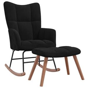 vidaXL Chaise &agrave; bascule avec repose-pied Noir Velours
