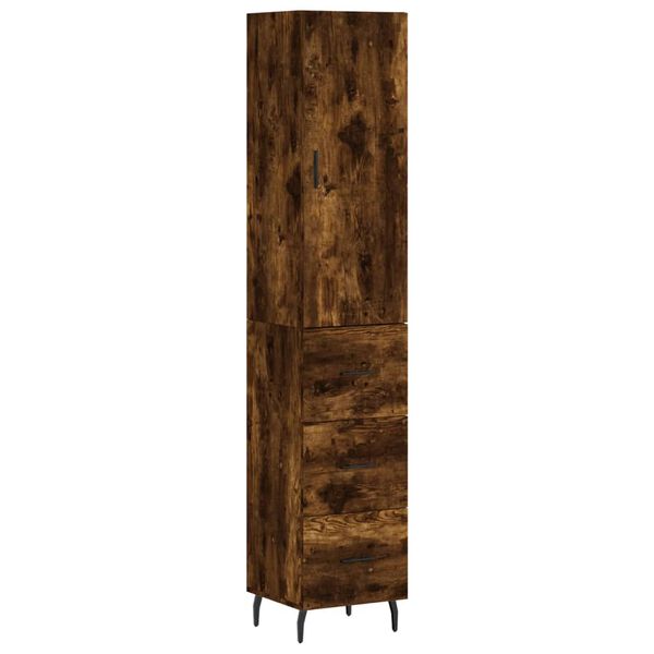vidaXL Buffet haut Ch&ecirc;ne fum&eacute; 34,5x34x180 cm Bois d'ing&eacute;nierie