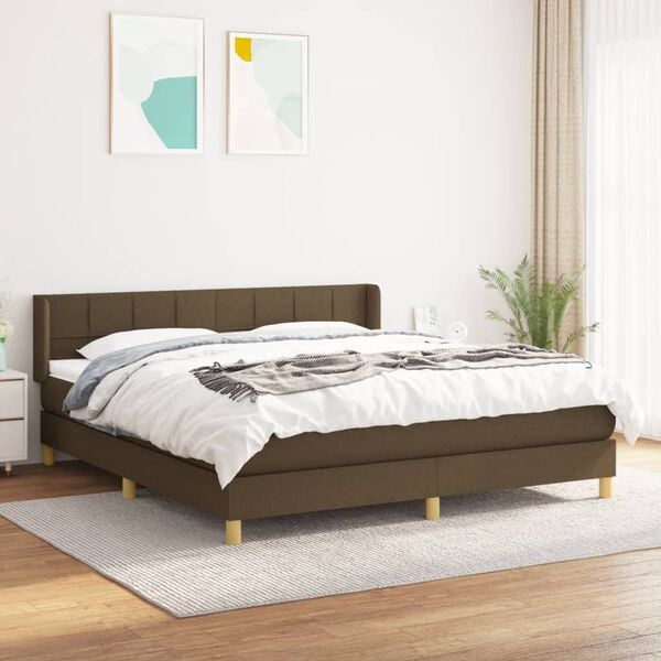 vidaXL Sommier &agrave; lattes de lit avec matelas Marron fonc&eacute; 160x200 cm