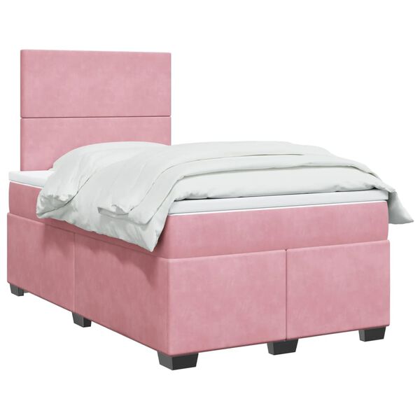 vidaXL Sommier à lattes de lit avec matelas rose 120x190 cm velours