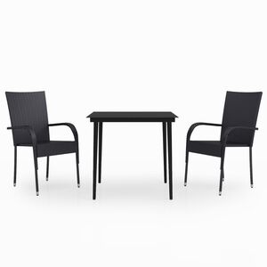 vidaXL Ensemble &agrave; manger de jardin 3 pcs Noir