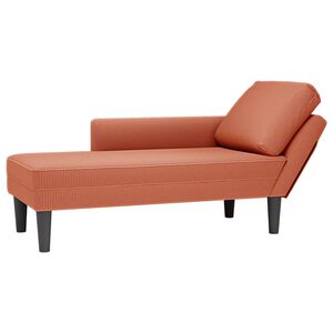 vidaXL Chaise longue avec coussin rouge orange tissu en velours c&ocirc;tel&eacute;