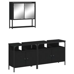 vidaXL Ensemble de meubles salle de bain 3 pcs noir bois d'ingénierie