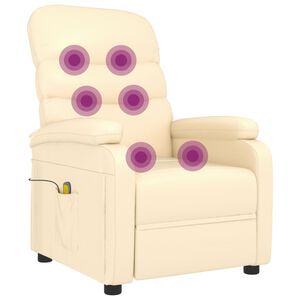 vidaXL Fauteuil de massage Cr&egrave;me Similicuir