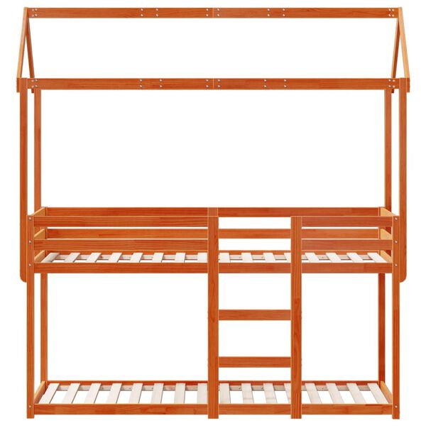 vidaXL Lit superpos&eacute; sans matelas cire marron 90x190 cm pin massif