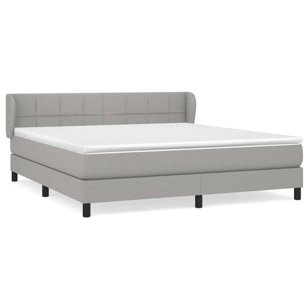 vidaXL Sommier &agrave; lattes de lit avec matelas Gris clair 160x200cm Tissu