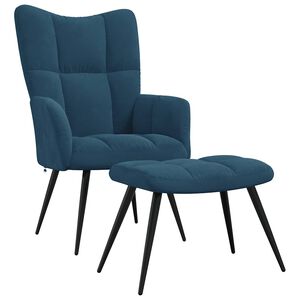vidaXL Chaise de relaxation avec tabouret Bleu Velours