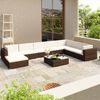 vidaXL Salon de jardin 8 pcs avec coussins Résine tressée Marron