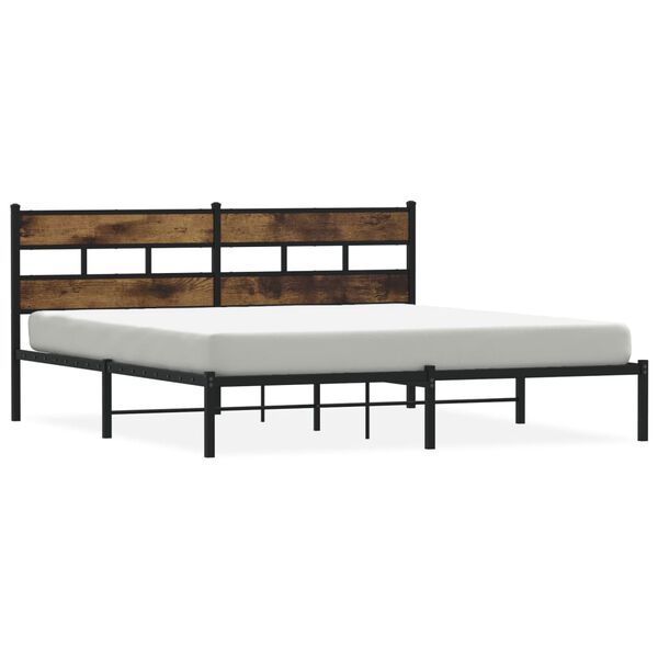 vidaXL Cadre de lit en m&eacute;tal sans matelas ch&ecirc;ne fum&eacute; 183x213 cm