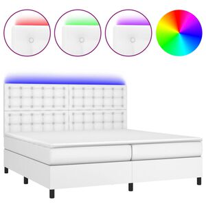 vidaXL Sommier &agrave; lattes de lit avec matelas et LED Blanc 200x200 cm