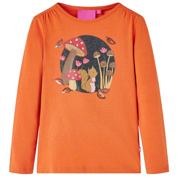 T-shirt enfants &agrave; manches longues orange br&ucirc;l&eacute; 92