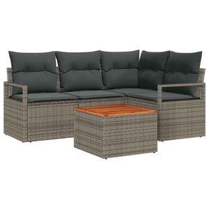 vidaXL Ensemble de canap&eacute; de jardin avec coussin 5 pcs Gris polyrotin