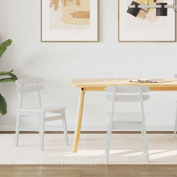 vidaXL Chaise de salle &agrave; manger 2 pcs Blanc Bois de Caoutchouc Massif