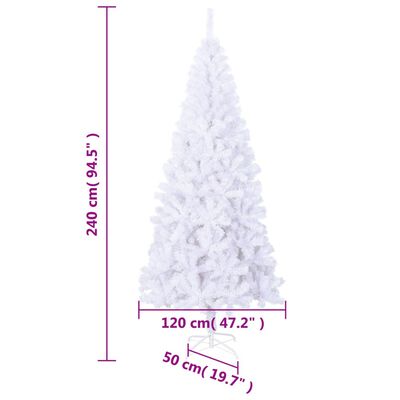vidaXL Sapin de Noël artificiel L 240 cm Blanc