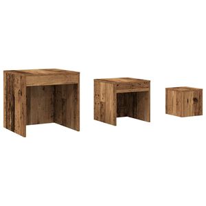 vidaXL Tables gigognes 3 pcs vieux bois bois d'ing&eacute;nierie