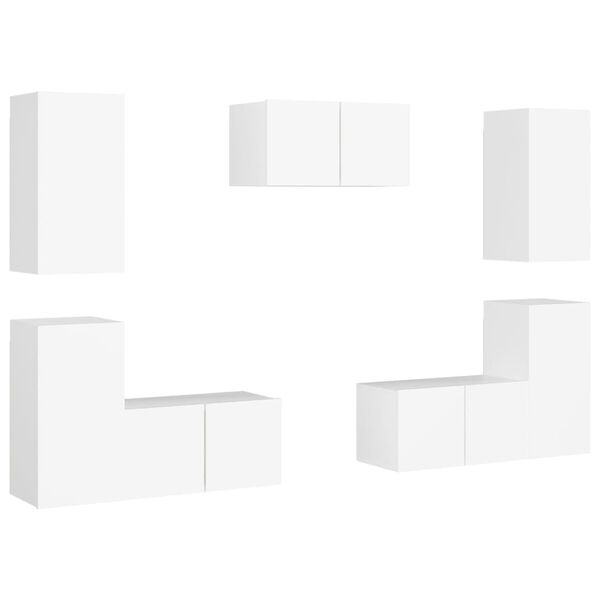 vidaXL Ensemble de meubles TV 7 pcs Blanc Bois d'ing&eacute;nierie