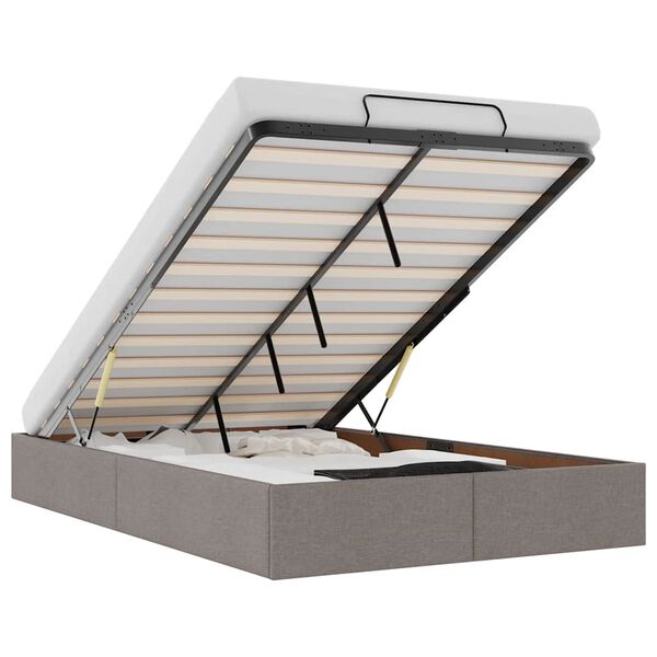 vidaXL Cadre de lit ottoman sans matelas taupe 120x200 cm tissu