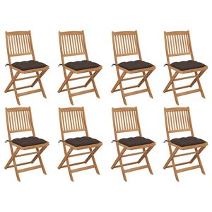 vidaXL Chaises pliables d'ext&eacute;rieur et coussins lot de 8 Bois d'acacia
