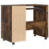 vidaXL Bureau avec roues Chêne fumé 91 x 50 x 77 cm Bois d'ingénierie