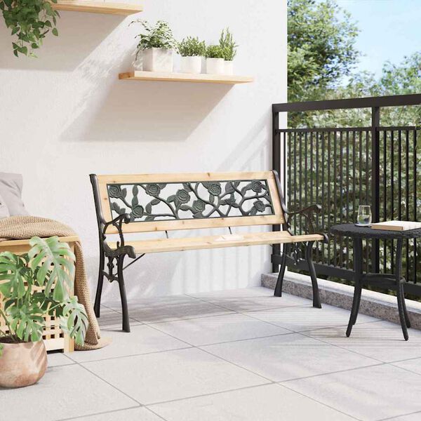 vidaXL Banc de jardin avec coussin Marron 116 x 54 x 73 cm bois