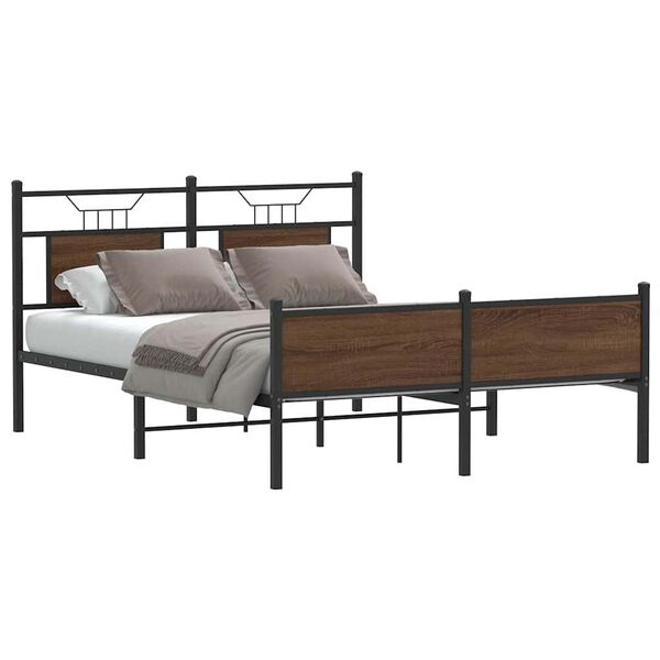vidaXL Cadre de lit sans matelas chêne marron 137x190 cm