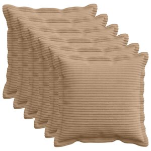 vidaXL Housse de coussin 6 pc HOUTEN Marron 30 x 30 cm velours c&ocirc;tel&eacute;