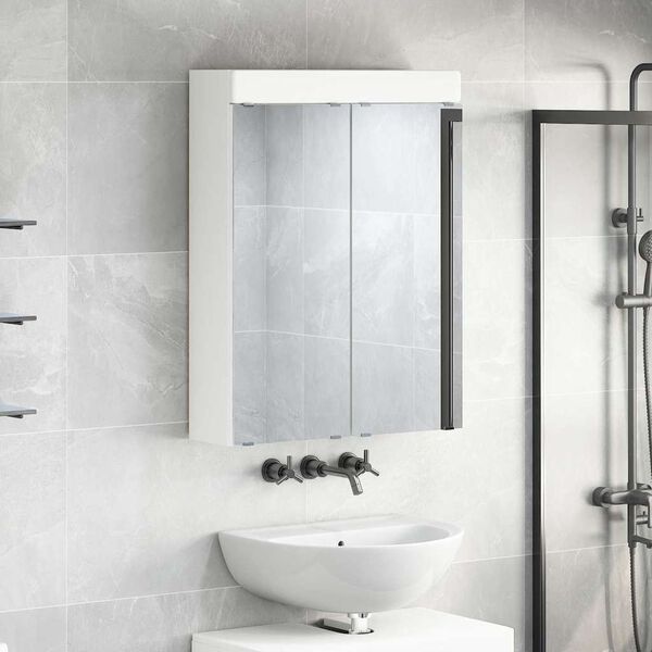vidaXL Amoire de salle de bain avec miroir avec &eacute;tag&egrave;re TULUM Blanc
