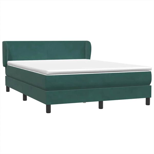 vidaXL Sommier &agrave; lattes de lit et matelas vert fonc&eacute; 140x210cm velours