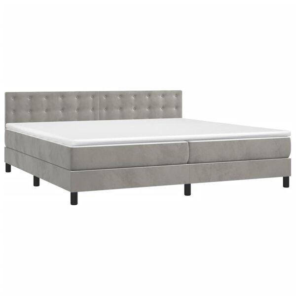 vidaXL Sommier &agrave; lattes de lit matelas et LED Gris clair 200x200 cm