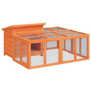 vidaXL Clapier marron 144x123x67,5 cm bois de pin massif
